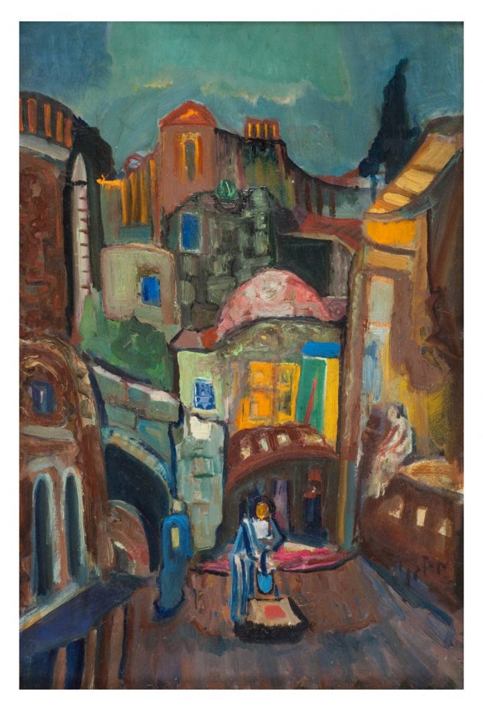 Мордехай Леванон. Дворик в Цфате. 1947 г. 