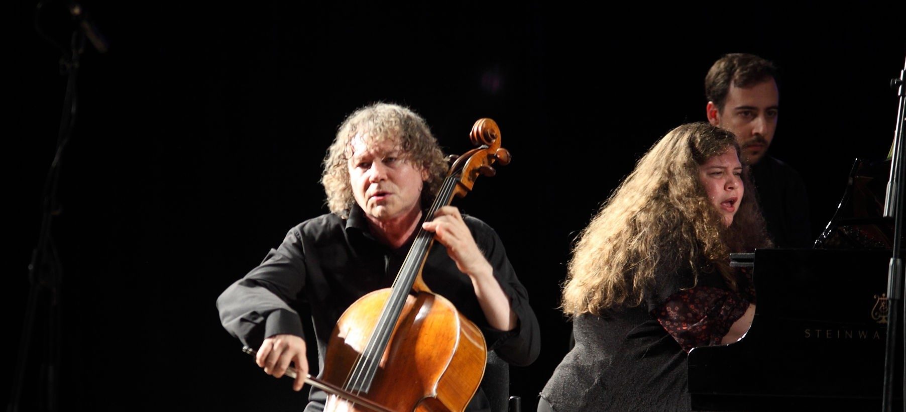 Musicians Alexander Knyazev, on cello, and Plamena Mangova, on piano, perform on stage at the Jerusalem International YMCA Concert Hall during the 19th Jerusalem International Chamber Music Festival (JCMF), Jerusalem, Israel, September 5, 2016. (Photo by Dan Porges/Getty Images)