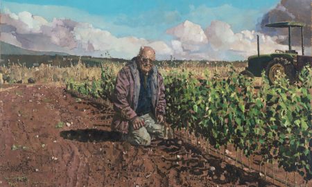 אלי שמיר אורי בן-דרור במשתלה, 2018 שמן על בד, 130x180 ס"מ (סריקה: סטודיו HC Editions)