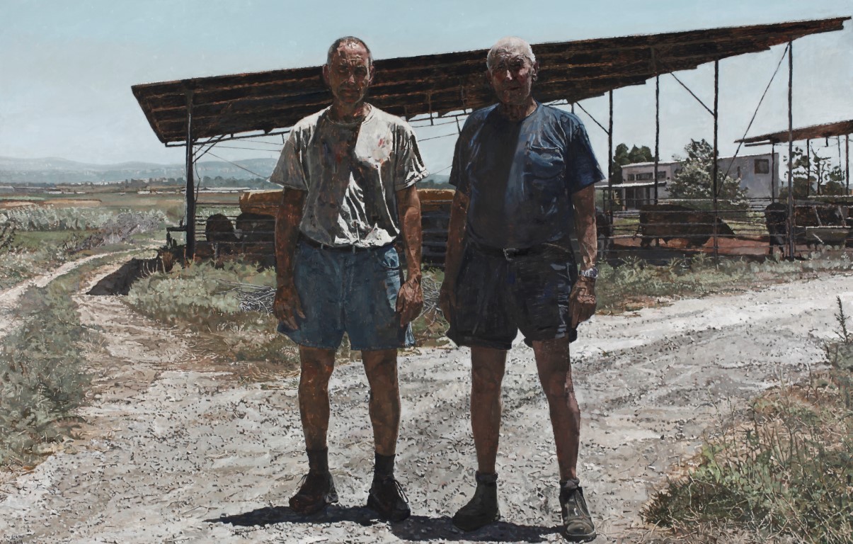 אלי שמיר אבא ואני בגודל טבעי, 2011 שמן על בד, 320x206ס"מ, אוסף קלי (צילום: רן ארדה) Elie Shamir Father and I – Life-Size, 2011 Oil on canvas, 320x206 cm Kali Collection (photo: Ran Erde)