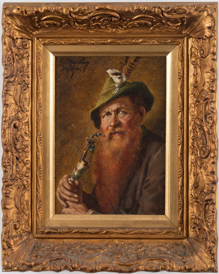 George Roessler. Man with a Pipe, late 19th or early 20th century. Oil on panel, 24x18 cm. Collection of Herzliya Museum of Contemporary Art (photo: Avraham Hay)