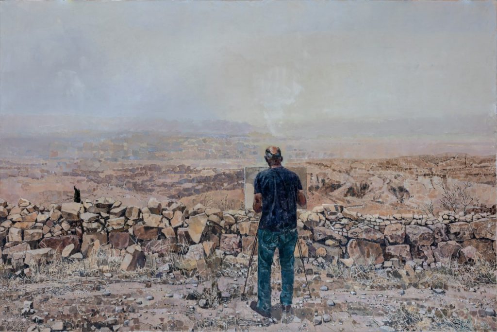 אלי שמר דיוקן עצמי בהר נבו 2019 שמן על בד אוסף האמן צלום הדר סייפן