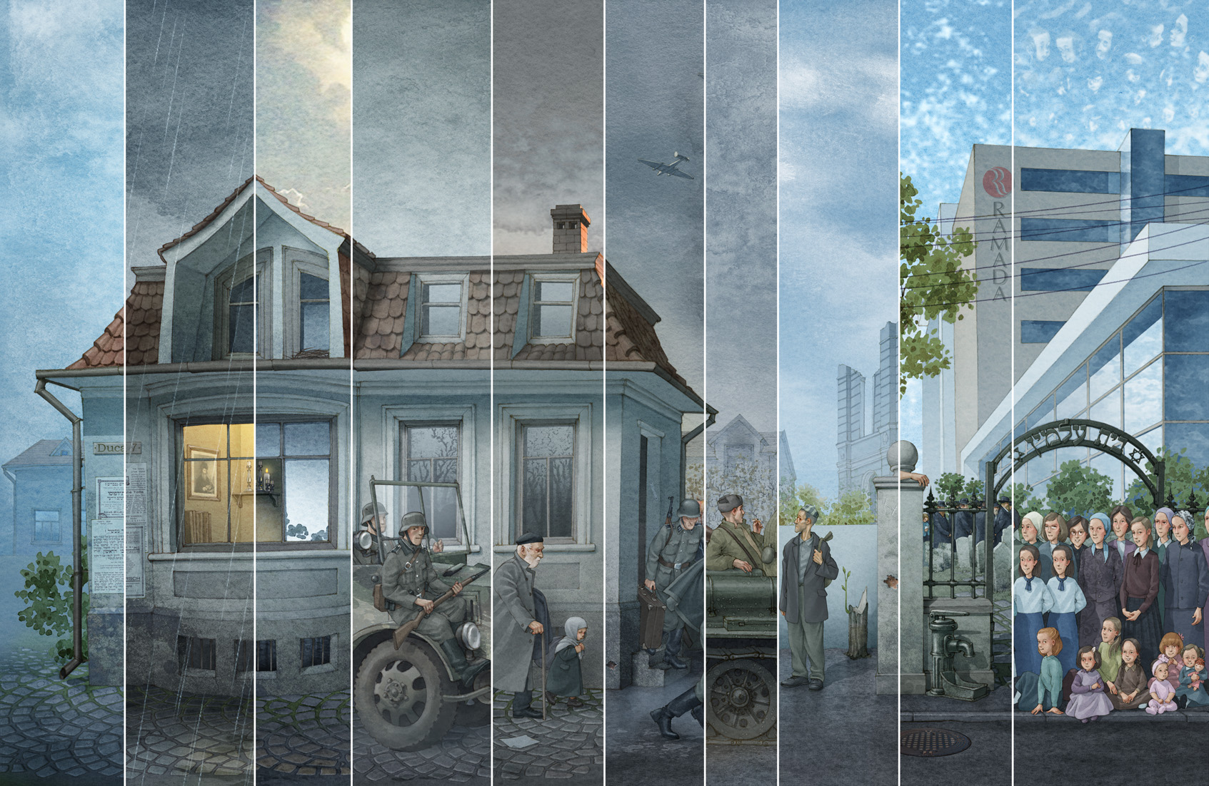 <em>גדי פולק, סיפורו של בית, הוצאת תפארת, מתוך פולקארט גדי פולק ותלמידות, גלריית המקלט אוצרת דר נעה לאה כהן, אאוטליין 202</em>2 <em>Гади Полак. История дома</em>