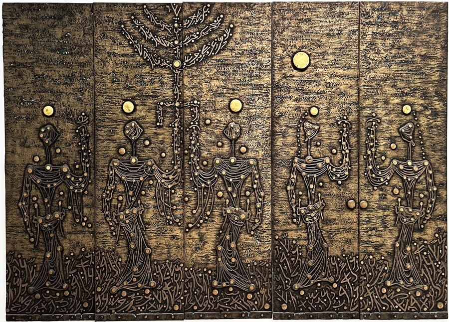 Моше Кастель - Негасимая лампада, 1973 (холст, базальт, оксид меди, масло)
