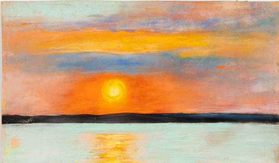 Lesser Ury, Seascape, Sunrise (detail), 1895. Pastel on cardboard. Gift of the Hilda Ury Estate, New York, in memory of her late husband, Alfred Ury, through the American Friends of Tel Aviv Museum of Art, 1999