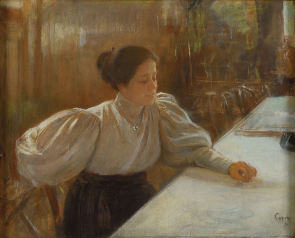 Valentin Serov1865, St. Petersburg, Russia – 1911, Moscow, Russia Portrait of Liudmila Anatolyevna Mamontowa, 1894 Pastel on canvas, 95x116 cm Collection of the Tel Aviv Museum of Art Bequest of Mrs. Westerman-Rigodeski, Jerusalem, 1964 Photo: Tel Aviv Museum of Art