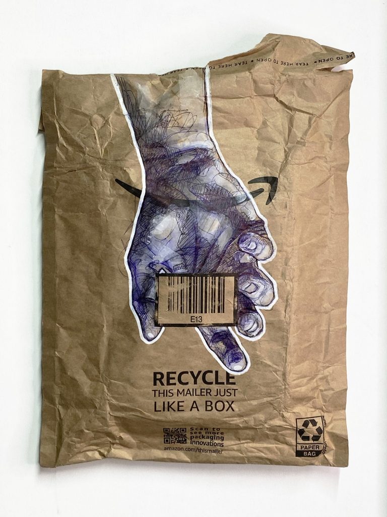 ליעד בן יהודה, ללא שם, צבע תעשייתי ודיו על קרטון גלי. צילום- ליעד בן יהודה