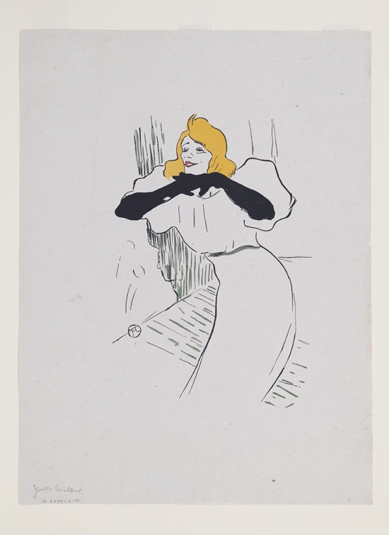 Henri de Toulouse-Lautrec, Yvette Guilbert, published in Le Rire. Lithograph, 1894, 277 x 191 mm. The Israel Museum, Jerusalem: Gift of Mr. Cohen-Tervaert, Amsterdam, in memory of his son. B51.06.2009. Photo © The Israel Museum, Jerusalem, by Ofrit Rosenberg