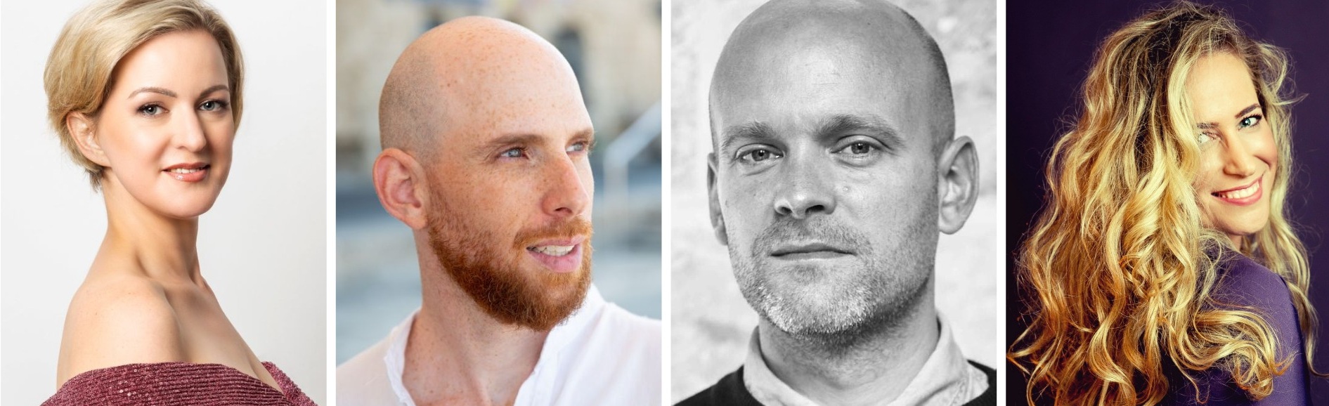 Солисты слева направо: Алла Василевицкая - ©Vladimir Godnik; Одед Райх - ©by Sarale Gur Lavy; Оливье Куаффе - ©Tom Roelofs; Шай Блох - ©Haim Kimchi