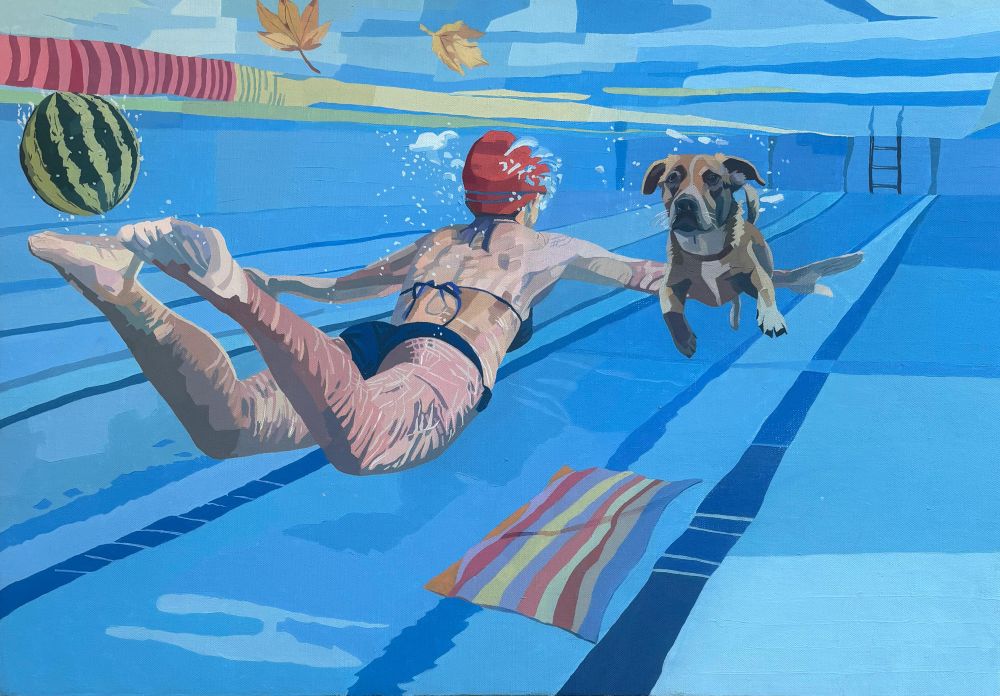 גיל הלר, שחיינית, צבעי שמן על בד, 2025. קרדיט צילום אור רוזנבלום - Copy