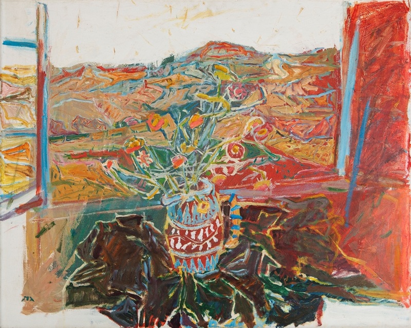 מתוך התערוכה 'האופק הצפוני' במוזיאון חיפה לאמנות - אליהו גת, פרחים בחלון, 1979. צילום_ ליאת אלבלינג